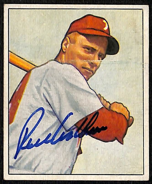 Lot of (4) High Quality 1950s Richie Ashburn Signed Cards - 1952 Bowman, 1950 Bowman, 1953 Bowman, 1954 Topps (Beckett BAS Reviewed) 