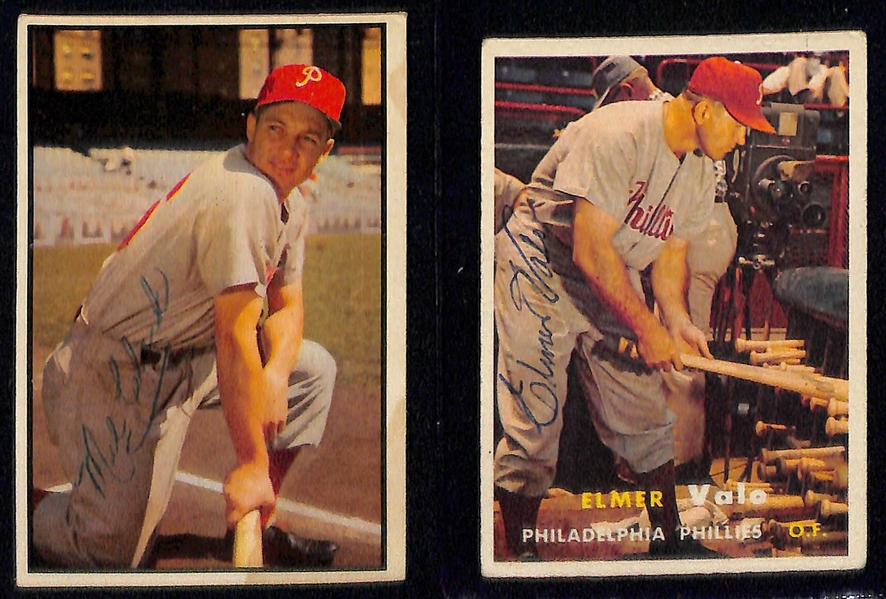 Lot of (6) Signed 1950s Phillies Cards including 1954 Bowman Del Ennis, 1952 Bowman Del Ennis, 1950 Bowman Mike Goliat, + (Beckett BAS Reviewed)