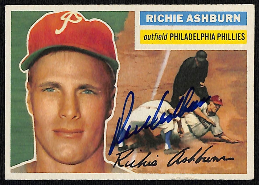 Lot of (5) Signed 1950s Richie Ashburn Cards - 1956 Topps, 1957 Topps, 1959 Topps, 1958 Topps, 1954 Bowman (Beckett BAS Reviewed)