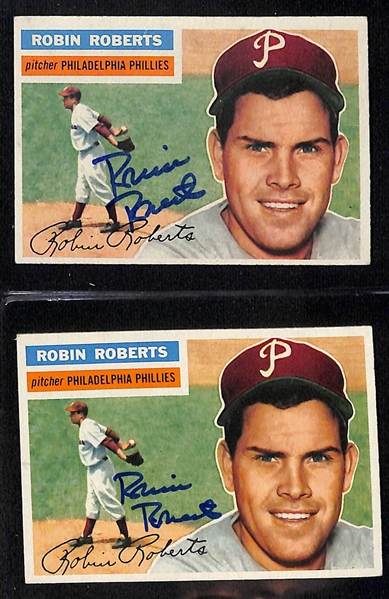 Lot of (9) Signed Robin Roberts Cards - 1963 Topps, 1954 Bowman, (2) 1956 Topps, 1957 Topps, 1958 Topps, 1960 Topps, 1961 Topps, 1983 Donruss  (Beckett BAS Reviewed)