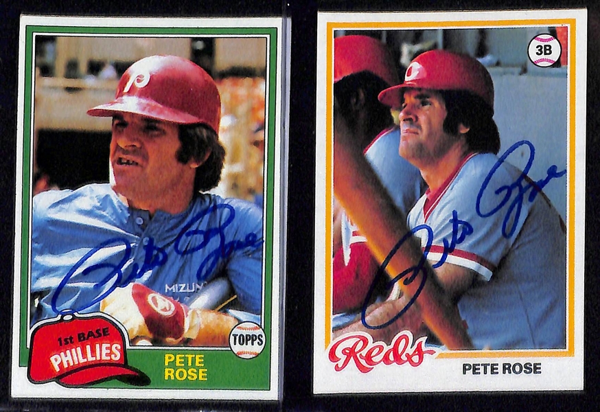 Lot of (5) Signed Mike Schmidt and Pete Rose Cards - 1981 Topps Schmidt, 1982 Topps Schmidt, 1976 Topps Rose, 1981 Topps Rose, 1978 Topps Rose (Beckett BAS Reviewed)