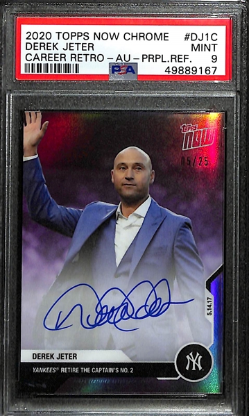 2020 Topps Now Chrome Derek Jeter Career Retrospective Autograph Purple Refractor Graded PSA 9 (#/25)