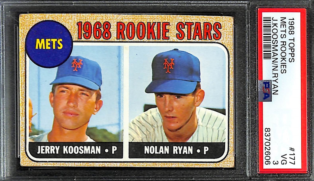 1968 Topps Nolan Ryan & Jerry Koosman Rookie Graded PSA 3