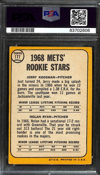 1968 Topps Nolan Ryan & Jerry Koosman Rookie Graded PSA 3