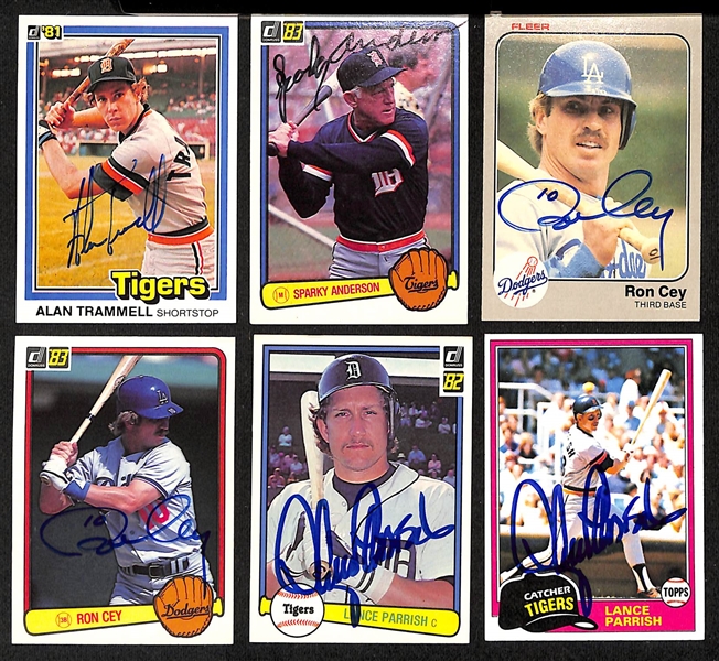 Lot of (700+) Signed Baseball Cards including Alan Trammell, Sparky Anderson, (2) Ron Cey, (2) Lance Parrish, and more (Beckett BAS Reviewed)