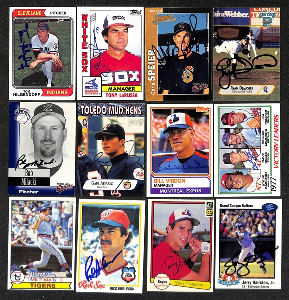 Lot of (700+) Signed Baseball Cards including Alan Trammell, (2) Jim Fregosi, (3) Dusty Baker, Mark Fidrych, and more (Beckett BAS Reviewed)