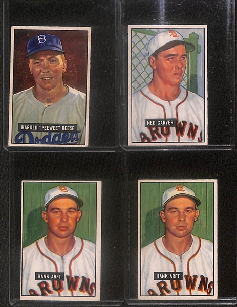 Lot of (16) 1951 Bowman Cards including PeeWee Resse, Ned Garver, (2) Hank Arft, and more