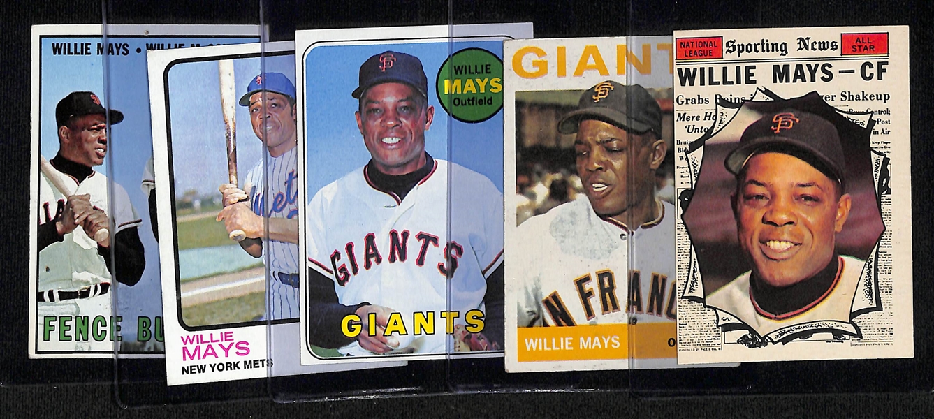 Lot of (5) Willie Mays Topps Cards- 1961 Topps, 1964 Topps, 1969 Topps, 1973 Topps, and 1967 Topps with Willie McCovey