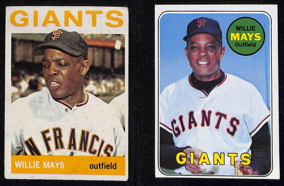 Lot of (5) Willie Mays Topps Cards- 1961 Topps, 1964 Topps, 1969 Topps, 1973 Topps, and 1967 Topps with Willie McCovey