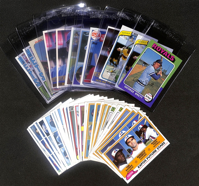 Lot of (40+) 1970-1990s Hall of Fame and Superstar Rookie Cards including Topps George Brett, (2) Topps Rickey Henderson, (2) Donruss Don Mattingly, and more