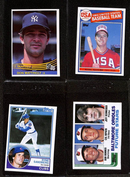 Lot of (40+) 1970-1990s Hall of Fame and Superstar Rookie Cards including Topps George Brett, (2) Topps Rickey Henderson, (2) Donruss Don Mattingly, and more