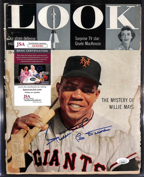 Willie Mays Signed 1955 Look Magazine (JSA COA)