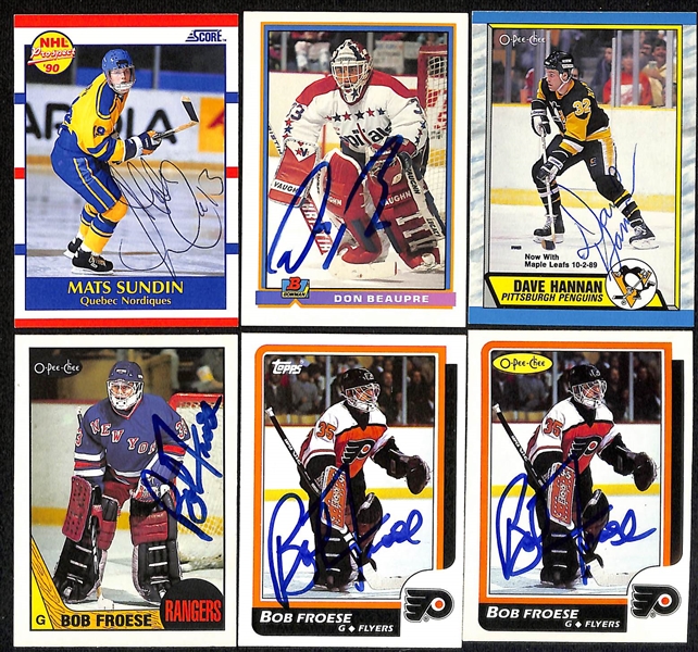 Lot of (450+) Signed Hockey Cards including Chris Shelios, Ed Belfour, Bryan Trottier, Theoren Fleury, and more (Beckett BAS Reviewed)