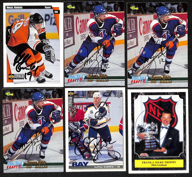 Lot of (450+) Signed Hockey Cards including Chris Shelios, Ed Belfour, Bryan Trottier, Theoren Fleury, and more (Beckett BAS Reviewed)