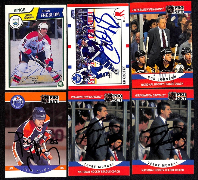 Lot of (450+) Signed Hockey Cards including (2) Derian Hatcher, Mats Sundin, Brian Engblom, Ed Olczyk, Bob Johnson, Petr Klíma, and more (Beckett BAS Reviewed)