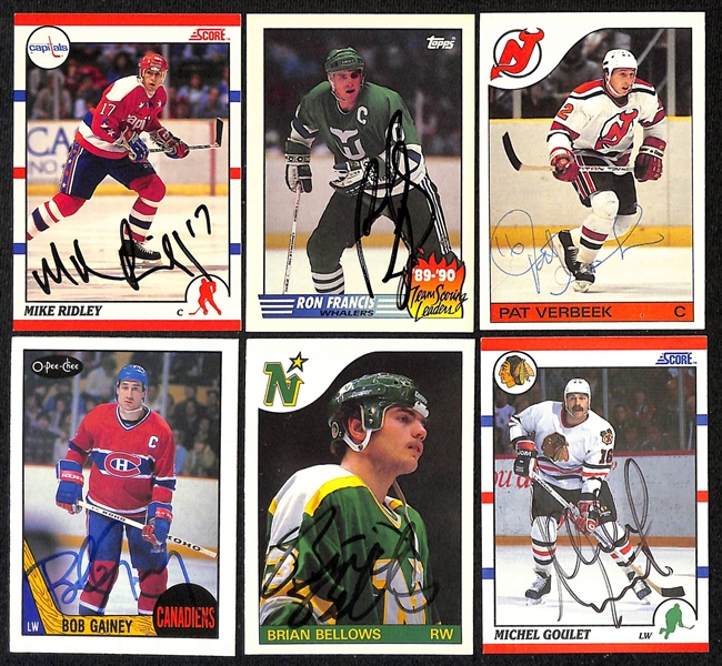 Lot of (450+) Signed Hockey Cards including (2) Derian Hatcher, Mats Sundin, Brian Engblom, Ed Olczyk, Bob Johnson, Petr Klíma, and more (Beckett BAS Reviewed)