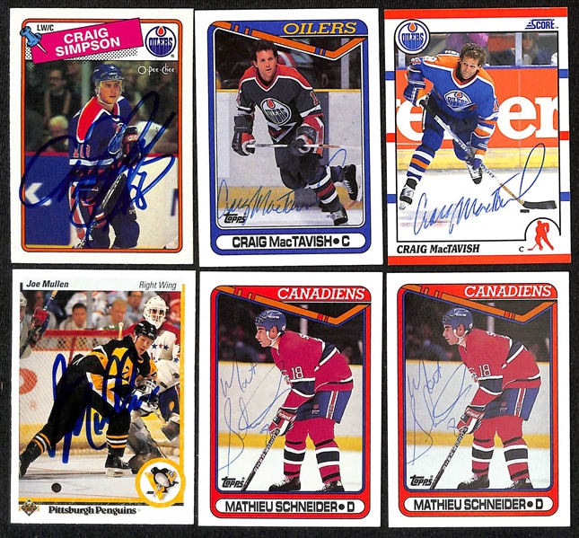 Lot of (450+) Signed Hockey Cards including (2) Derian Hatcher, Mats Sundin, Brian Engblom, Ed Olczyk, Bob Johnson, Petr Klíma, and more (Beckett BAS Reviewed)