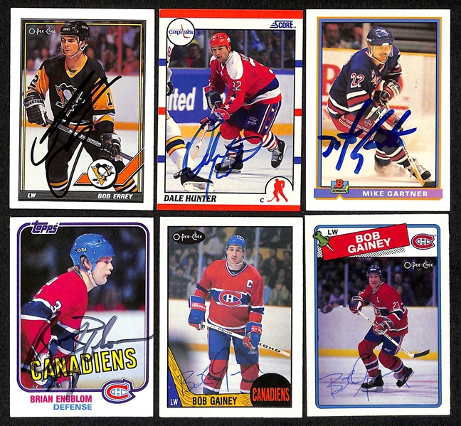 Lot of (450+) Signed Hockey Cards including (2) Derian Hatcher, Mats Sundin, Brian Engblom, Ed Olczyk, Bob Johnson, Petr Klíma, and more (Beckett BAS Reviewed)