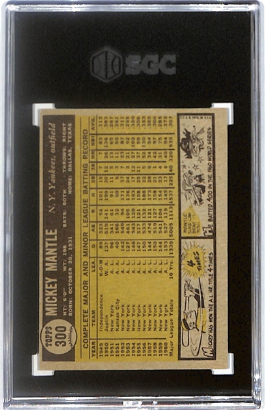 1961 Topps Mickey Mantle #300 Graded SGC 4