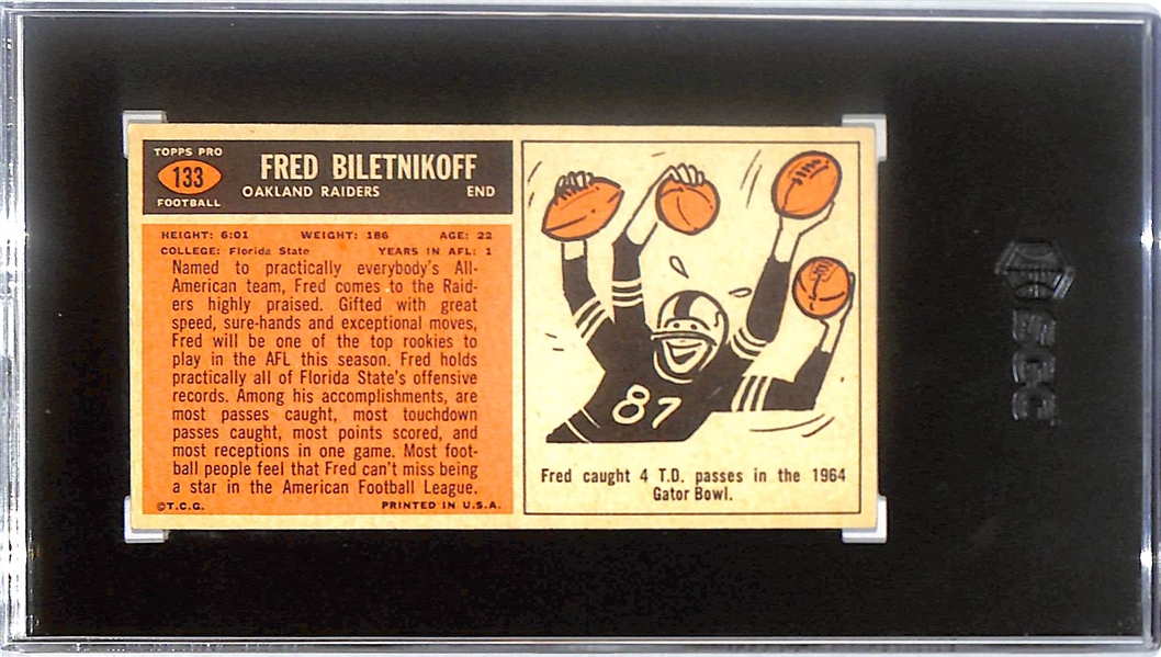 1965 Topps Football Fred Biletnikoff Rookie Card #133 Graded SGC 6