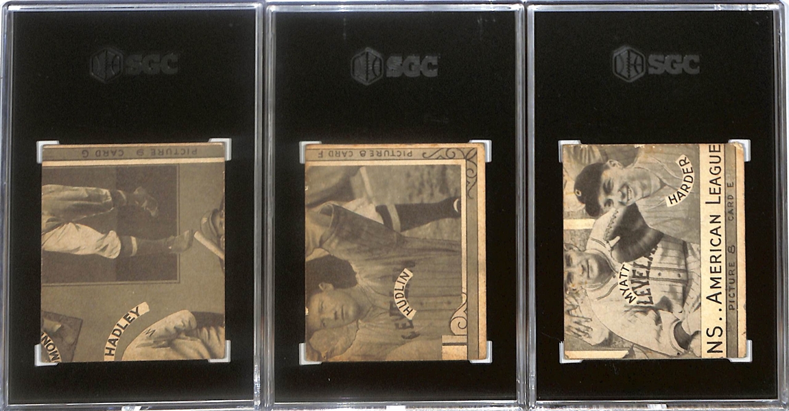 Lot of (3) Graded 1935 Goudey 4 in 1 Cards w. Hank Greenberg, Red Rolfe, Rick Ferrell, +