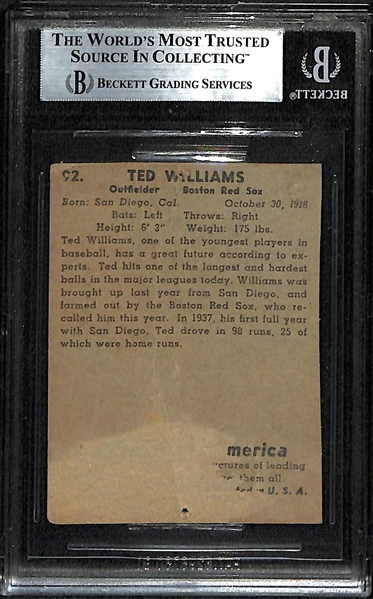 1939 Play Ball Ted Williams Rookie Card #92 Graded BGS Authentic (Altered)