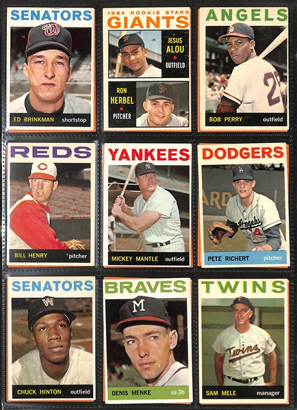 Near Complete 1964 Topps Baseball Set of 586 Cards (Missing 1 Card)