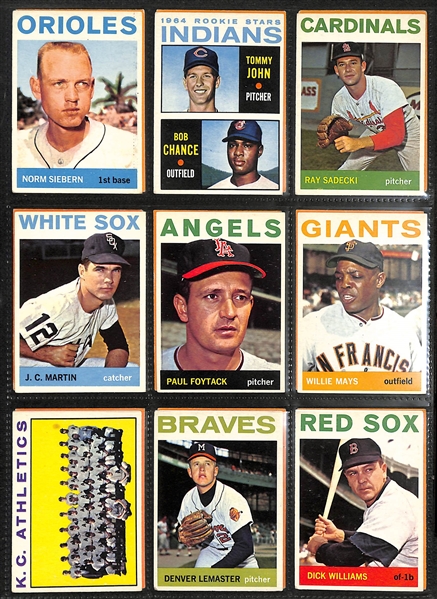 Near Complete 1964 Topps Baseball Set of 586 Cards (Missing 1 Card)