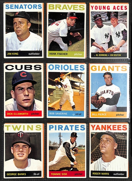 Near Complete 1964 Topps Baseball Set of 586 Cards (Missing 1 Card)