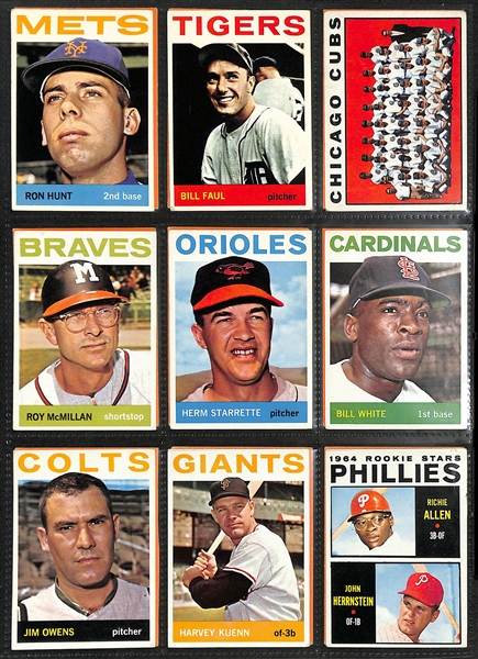 Near Complete 1964 Topps Baseball Set of 586 Cards (Missing 1 Card)