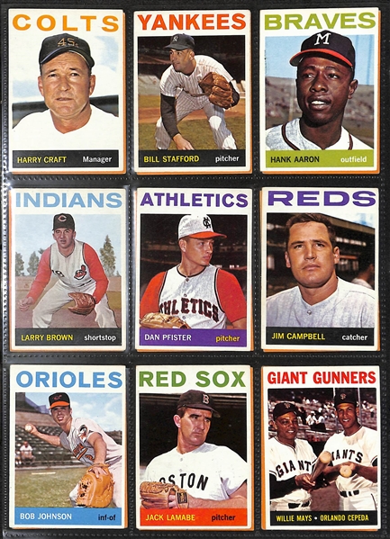 Near Complete 1964 Topps Baseball Set of 586 Cards (Missing 1 Card)