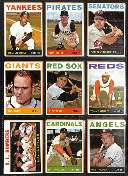 Near Complete 1964 Topps Baseball Set of 586 Cards (Missing 1 Card)