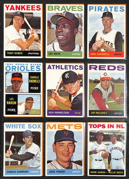 Near Complete 1964 Topps Baseball Set of 586 Cards (Missing 1 Card)