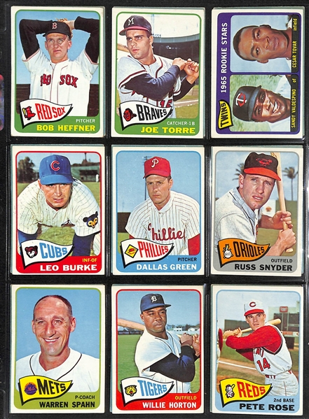 Near Complete 1965 Topps Baseball Set (593 of 598 Cards) - Missing 5 Cards