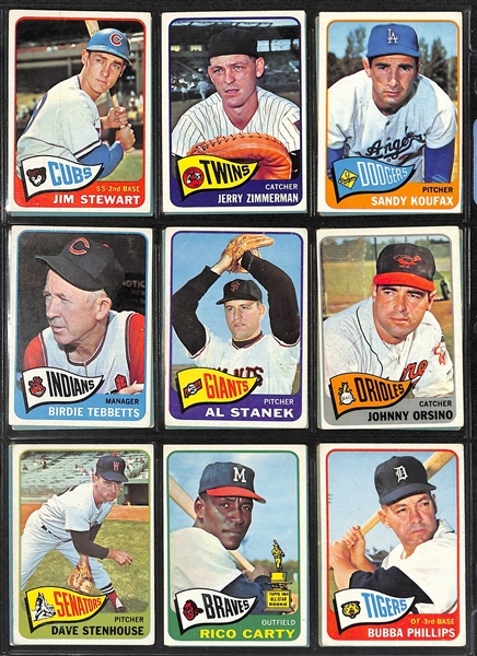 Near Complete 1965 Topps Baseball Set (593 of 598 Cards) - Missing 5 Cards