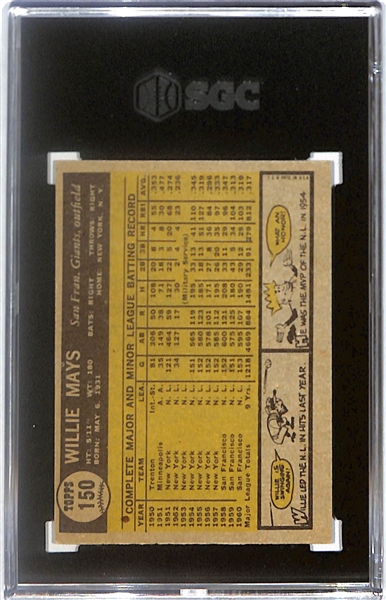 1961 Topps Willie Mays #150 Graded SGC 6