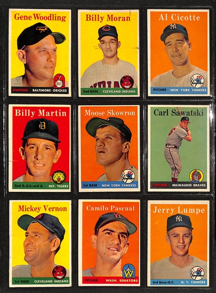 Lot of (250+) 1958-1959 Topps Baseball Cards with 1958 & (2) 1959 Enos Slaughter Cards