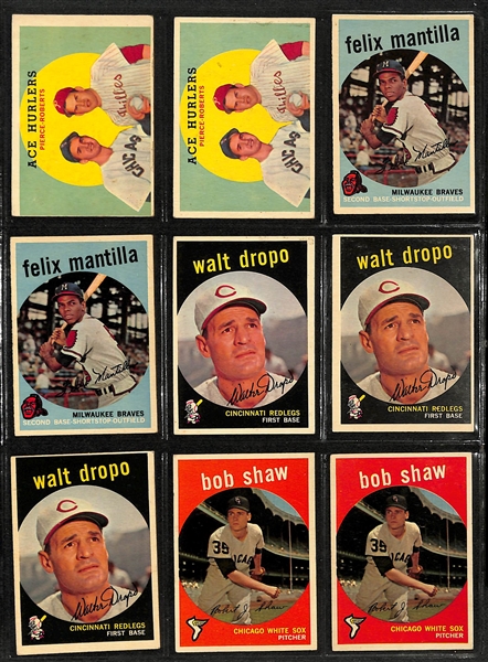 Lot of (250+) 1958-1959 Topps Baseball Cards with 1958 & (2) 1959 Enos Slaughter Cards