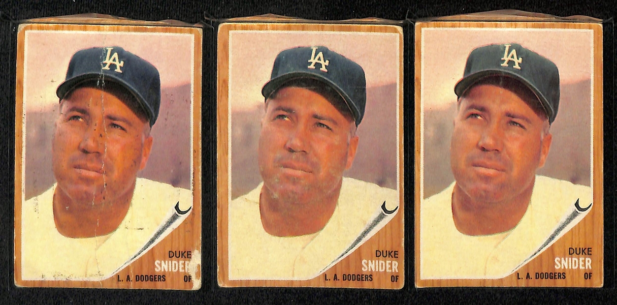  Lot of Approx (350) 1962 Topps Baseball Cards Numbered 301-595 w. (3) Duke Snider & Bob Gibson