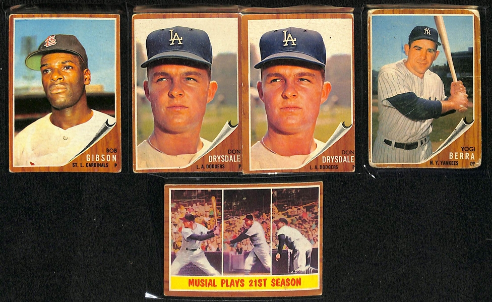  Lot of Approx (350) 1962 Topps Baseball Cards Numbered 301-595 w. (3) Duke Snider & Bob Gibson