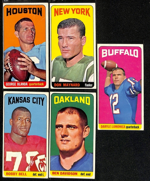  Lot of (100) Assorted 1965 Topps Football Cards w. (2) Jack Kemp & Daryle Lamonica