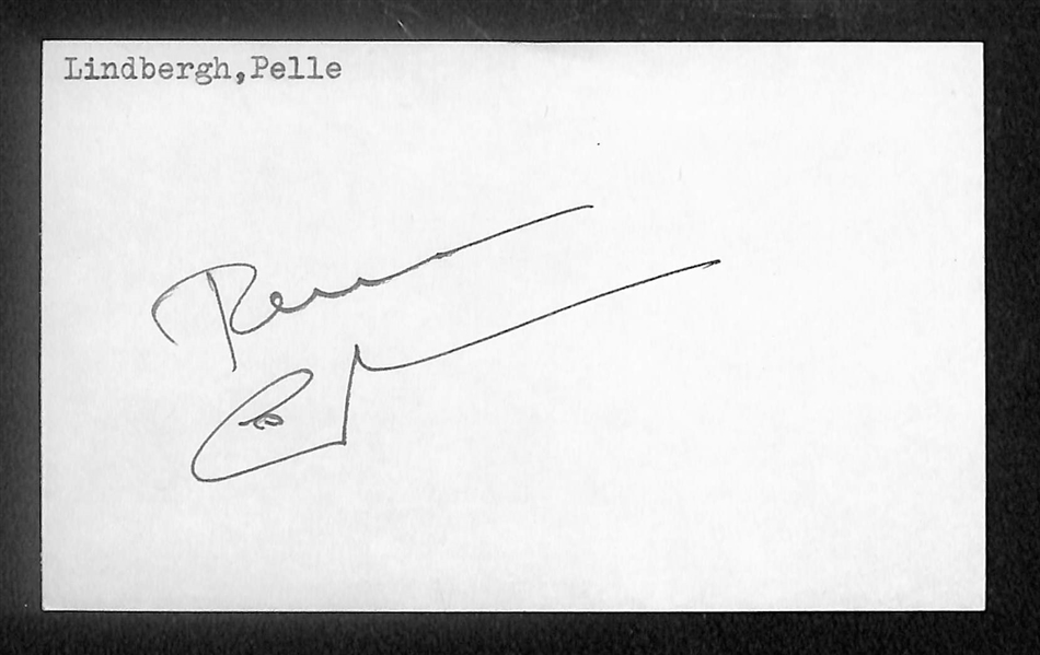 Pelle Lindbergh Signed Index Card w. Beckett BAS COA