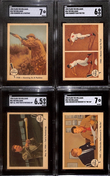 Lot of (4) SGC Graded Fleer Ted Williams Cards - #10, 36, 51, & 55