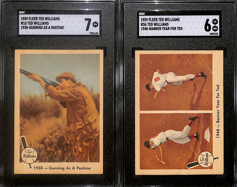 Lot of (4) SGC Graded Fleer Ted Williams Cards - #10, 36, 51, & 55