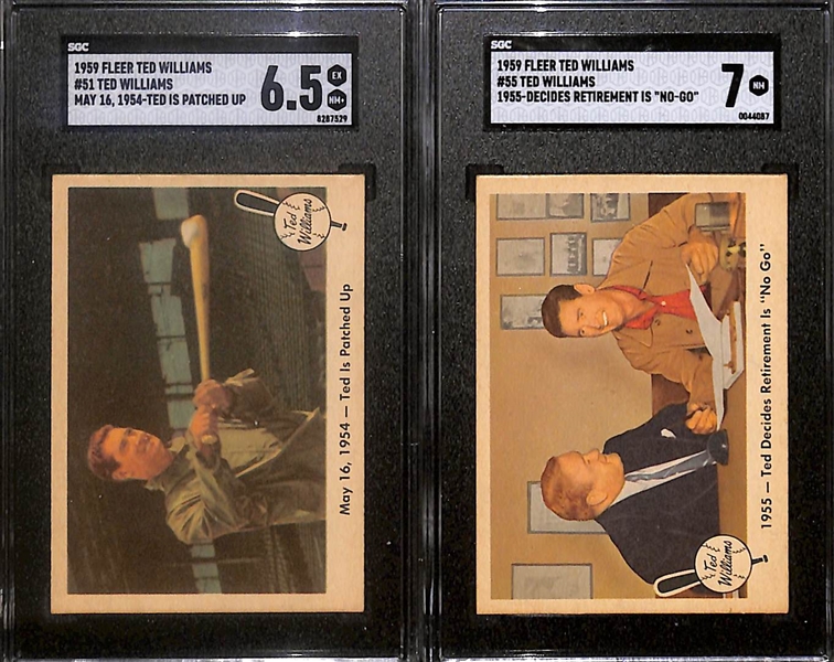 Lot of (4) SGC Graded Fleer Ted Williams Cards - #10, 36, 51, & 55