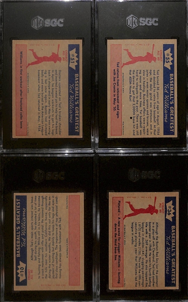 Lot of (4) SGC Graded Fleer Ted Williams Cards - #10, 36, 51, & 55