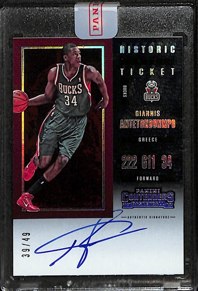 2017-18 Contenders Giannis Antetokounmpo Autograph Historic Playoff Ticket Foil (#/49)