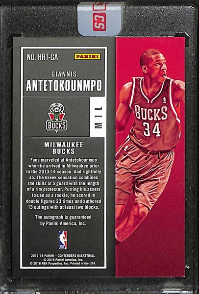 2017-18 Contenders Giannis Antetokounmpo Autograph Historic Playoff Ticket Foil (#/49)