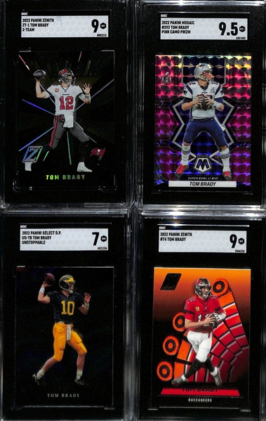 Lot of (9) Graded 2022 Tom Brady Cards w. Panini Legacy Orange (#/199) & Panini Classics Instant Classics SGC 10. 