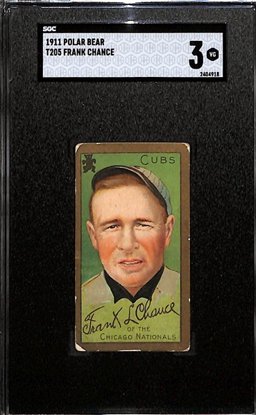 1911 T205 Gold Border Frank Chance (HOF) Piedmont Cigarettes (Polar Bear Back) Tobacco Card Graded SGC 3